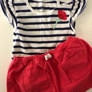 Girls shirt and skort skirt set